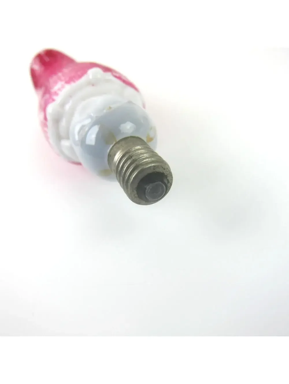 Vintage Christmas Figural Milk Glass Light Bulb C6 Baby in Red Stocking Japan